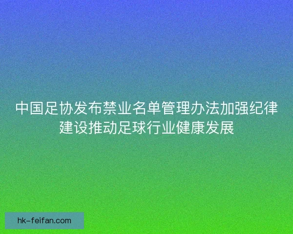 中国足协发布禁业名单管理办法加强纪律建设推动足球行业健康发展
